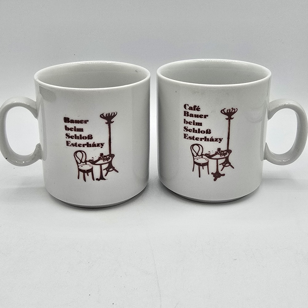 Vtg Cafén Bauer Beim Schloß Esterházy‎ Tea Coffee Mug Restaurant Hungary 1970s